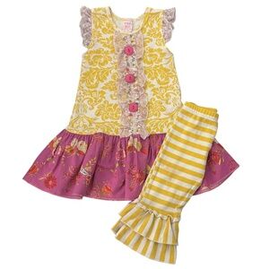 Giggle Moon Yellow & Pink Outfit 3T